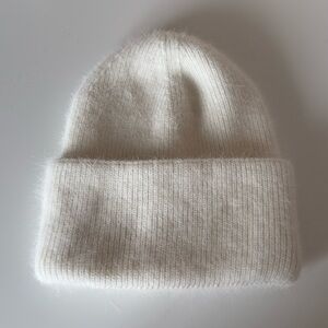 White Brushed Wool Beanie